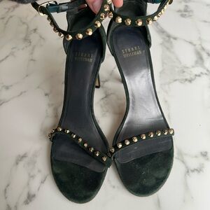 Stuart Weitzman Green Studded suede Women's Sandals